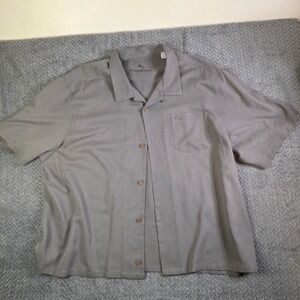 Tommy Bahama Mens XL TTTG Silk Coolmax Short Sleeve Button Up Shirt Gray